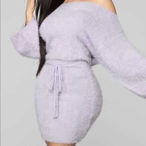 You feel me fuzzy skirt set- Lavender